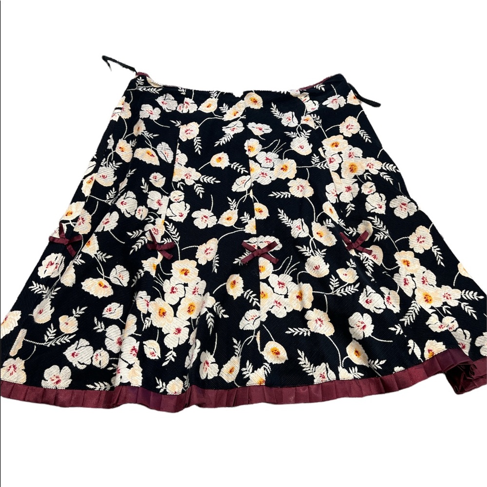 Persaman New York Corduroy‎ Floral Ruffle Knee Length Skirt
